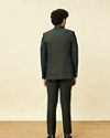 Manyavar Men Deep Green Lily Motif Jaal Patterned Jodhpuri Suit