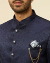 Manyavar Men Dark Blue Bel Buti Patterned Jodhpuri Suit