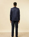 Manyavar Men Dark Blue Bel Buti Patterned Jodhpuri Suit