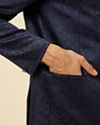 Manyavar Men Dark Blue Bel Buti Patterned Jodhpuri Suit