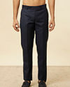 Manyavar Men Dark Blue Bel Buti Patterned Jodhpuri Suit