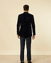 Manyavar Men Dark Blue Rhinestone Embellished Suit