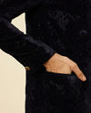 Manyavar Men Dark Blue Rhinestone Embellished Suit