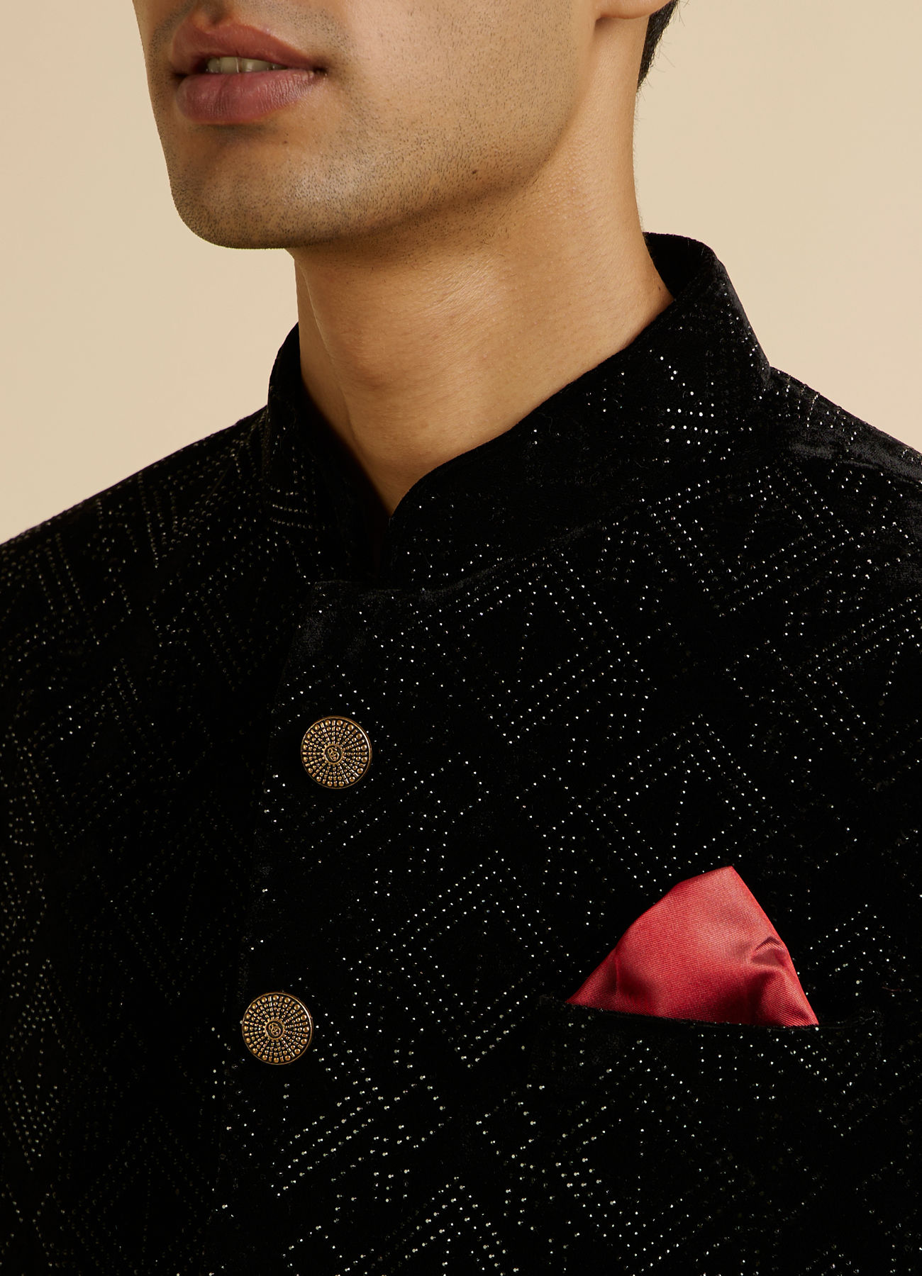 Manyavar Men Black Rhinestone Embellished Jodhpuri Suit