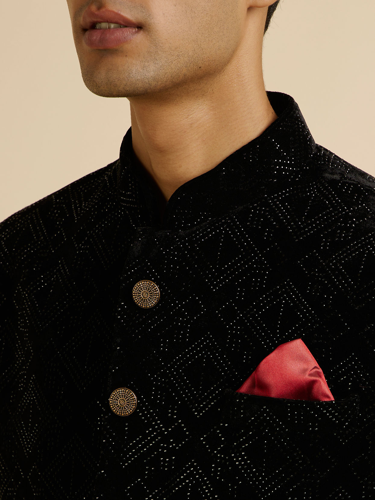 alt message - Manyavar Men Black Rhinestone Embellished Jodhpuri Suit image number 1