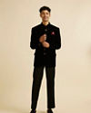 Manyavar Men Black Rhinestone Embellished Jodhpuri Suit