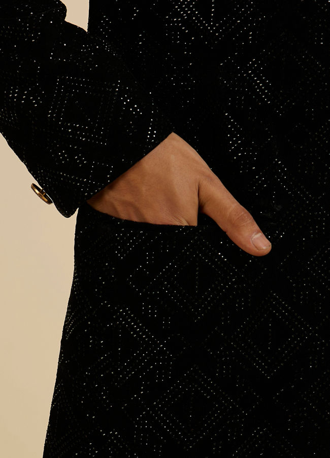 Manyavar Men Black Rhinestone Embellished Jodhpuri Suit