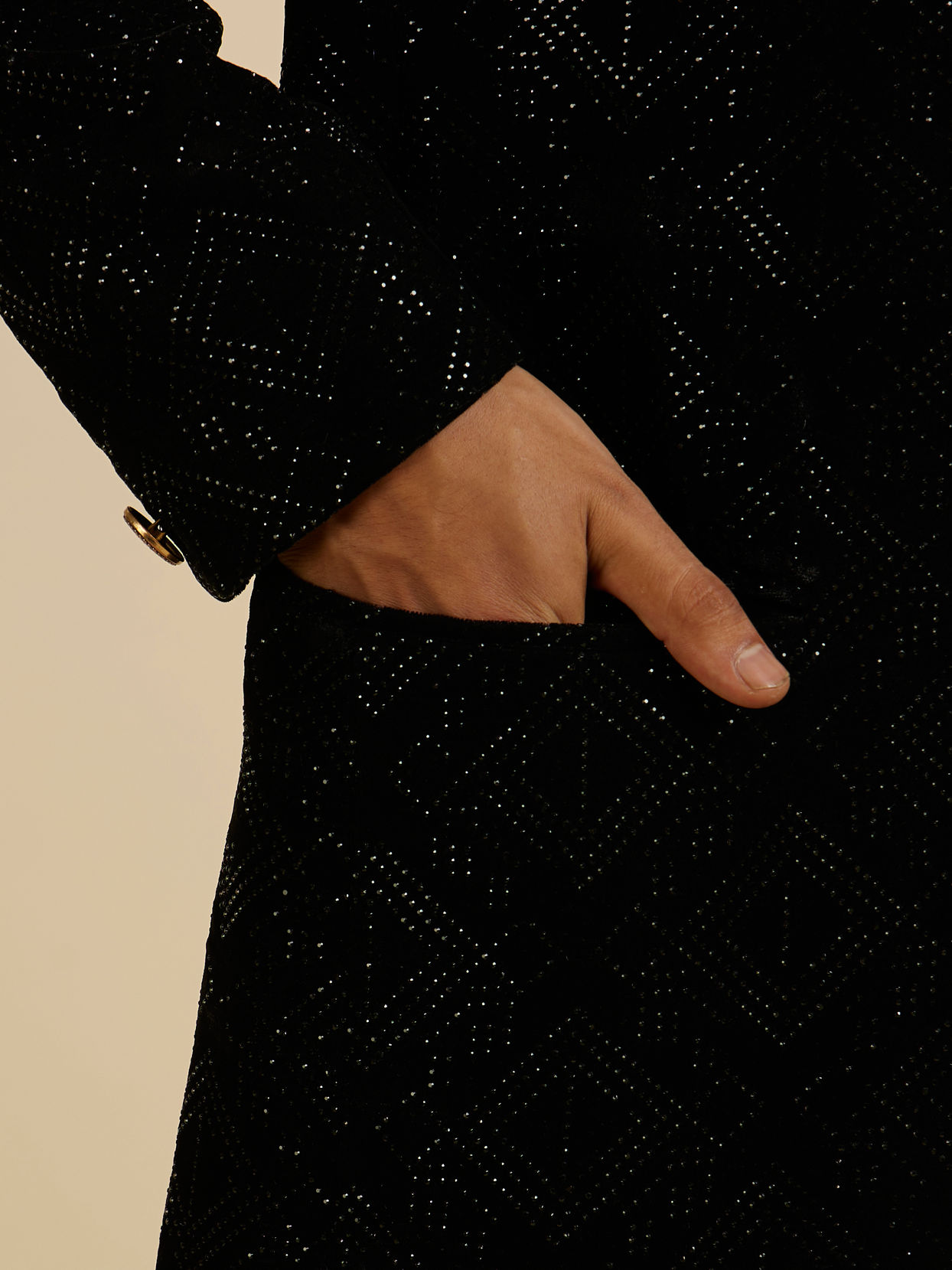Manyavar Men Black Rhinestone Embellished Jodhpuri Suit