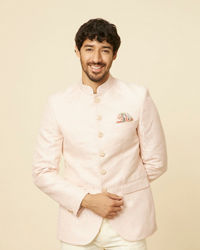 Manyavar Men Soft Pink Jodhpuri Suit