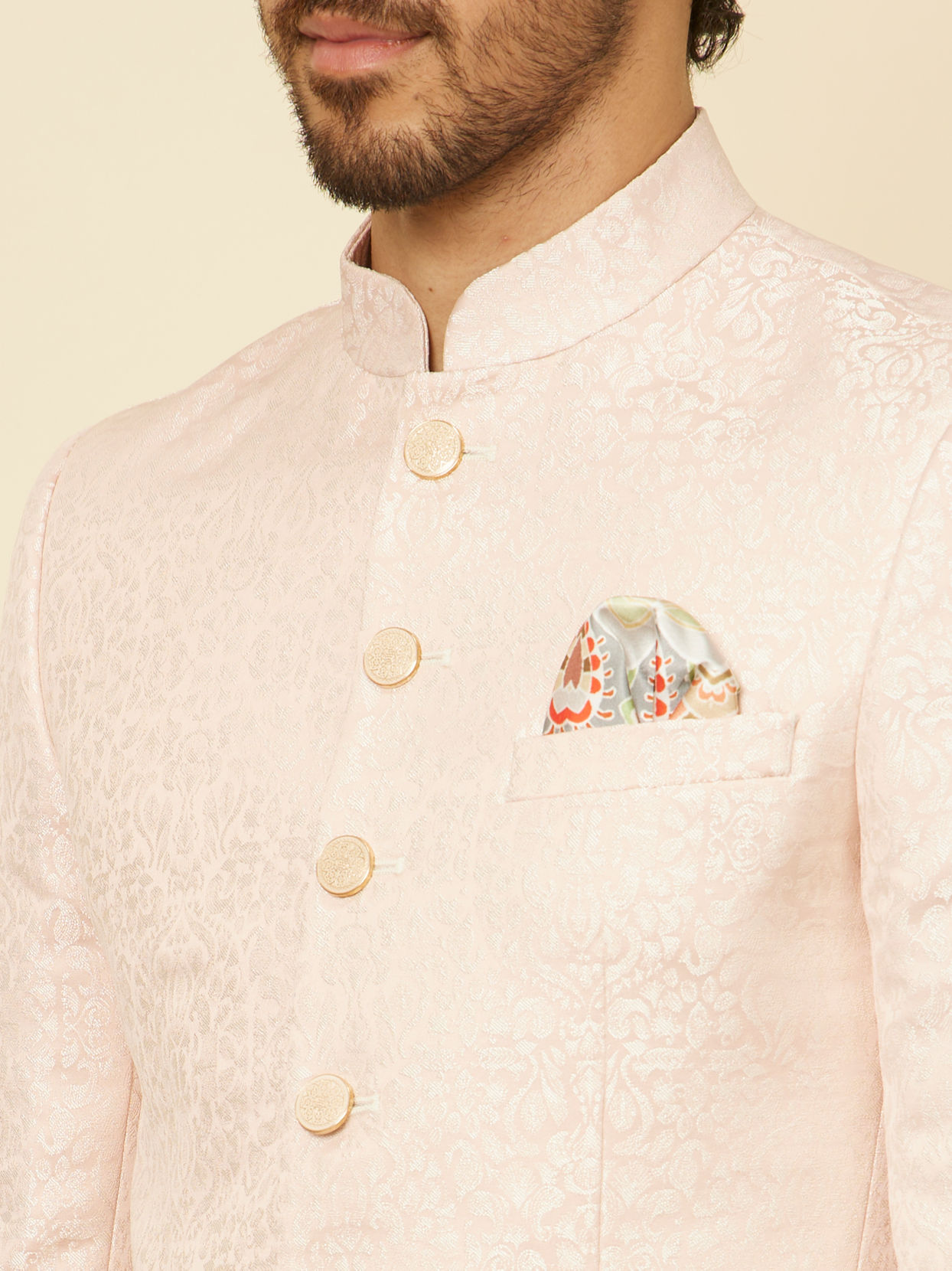 alt message - Manyavar Men Soft Pink Jodhpuri Suit image number 1