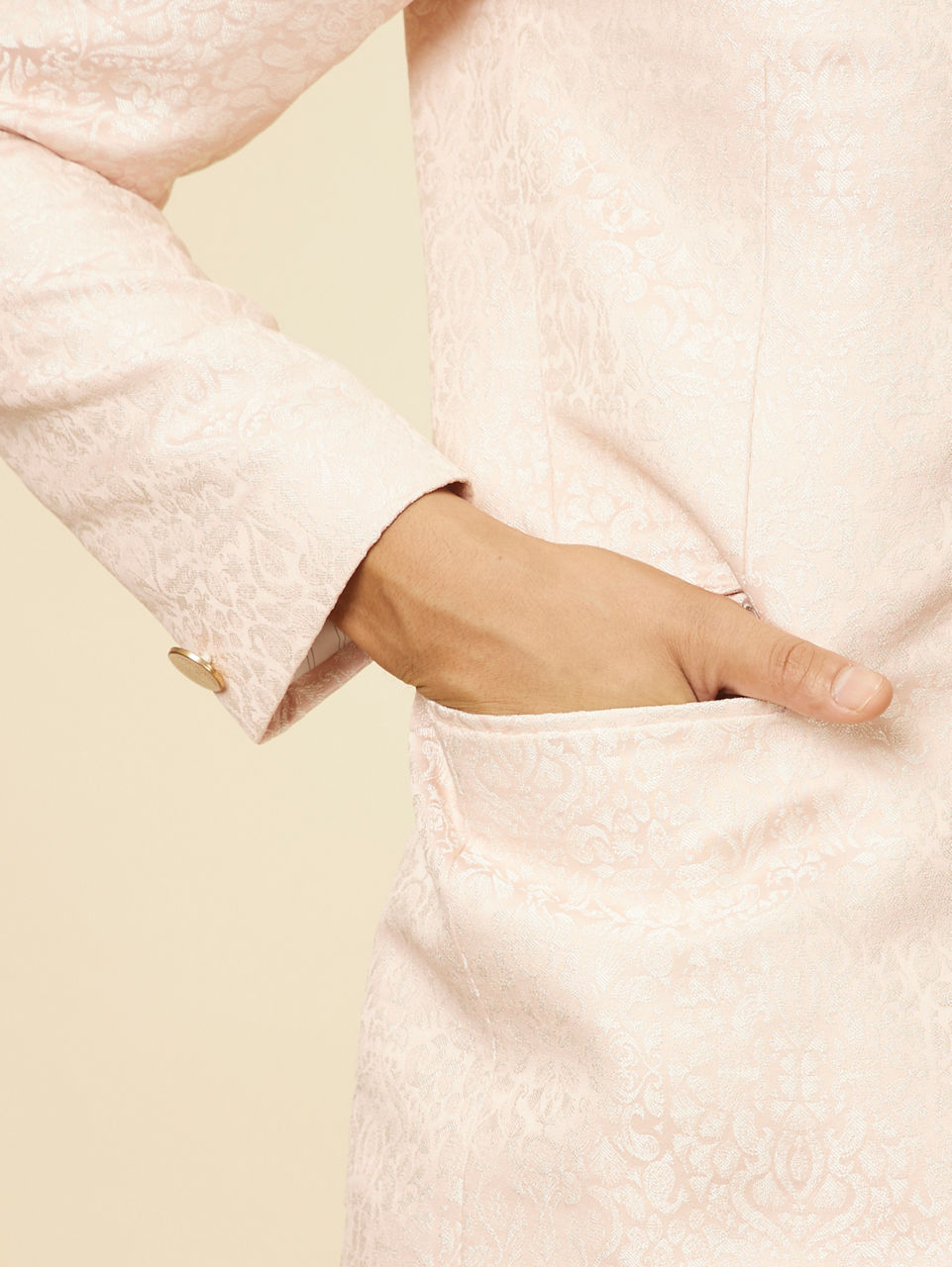 Manyavar Men Soft Pink Jodhpuri Suit