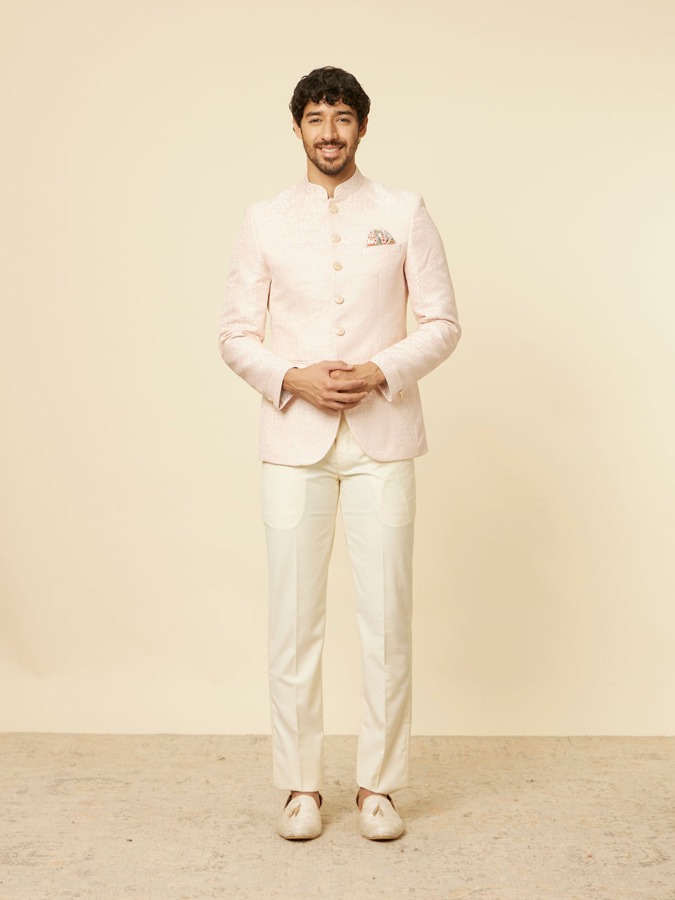 Manyavar Men Soft Pink Jodhpuri Suit