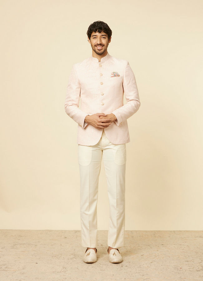 Manyavar Men Soft Pink Jodhpuri Suit