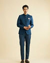 Manyavar Men Teal Blue Jodhpuri Suit with Imperial Patterns