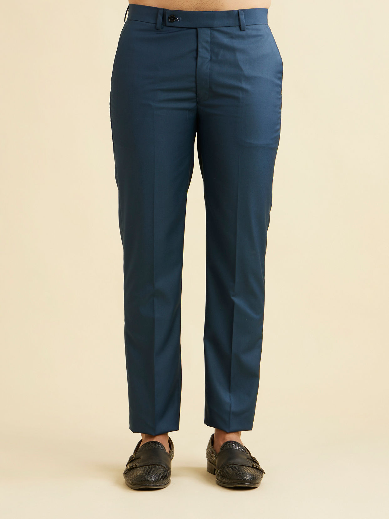 Manyavar Men Teal Blue Jodhpuri Suit with Imperial Patterns