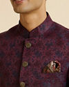 Manyavar Men Wine Floral Jaal Patterned Jodhpuri Suit