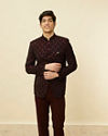 Kohl Black Floral String Patterned Jodhpuri Suit