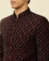 Manyavar Men Kohl Black Floral String Patterned Jodhpuri Suit