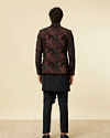 Manyavar Men Navy Blue Fern Embroidered Indo Western