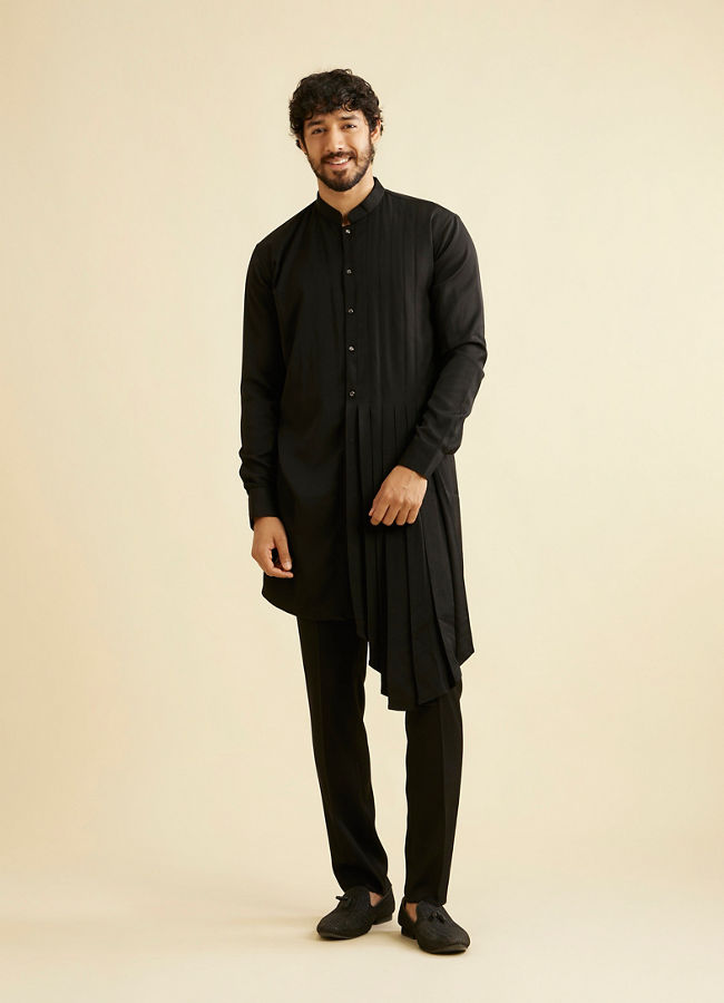 alt message - Manyavar Men Mystic Black Velvet Indo Western image number 2