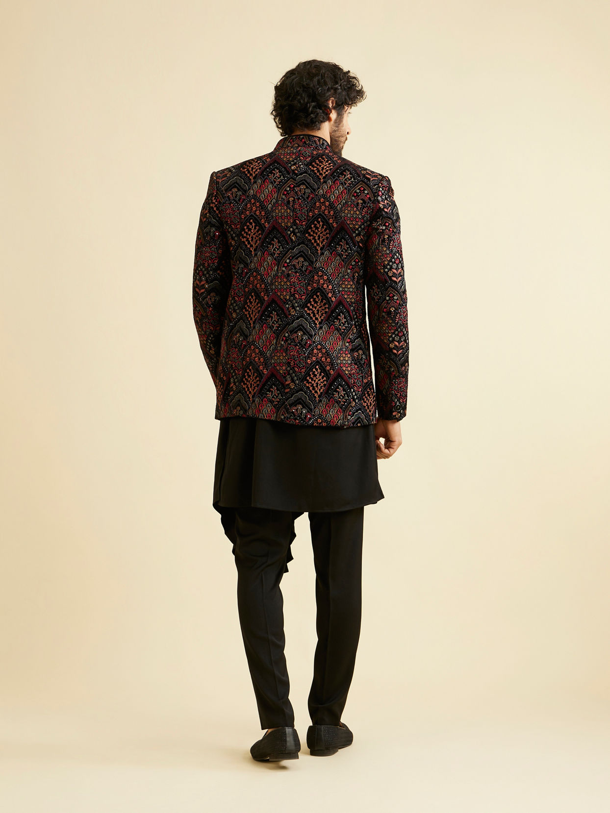 alt message - Manyavar Men Mystic Black Velvet Indo Western image number 5