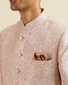 Manyavar Men Dusty Pink Floral Jaal Patterned Jodhpuri Set