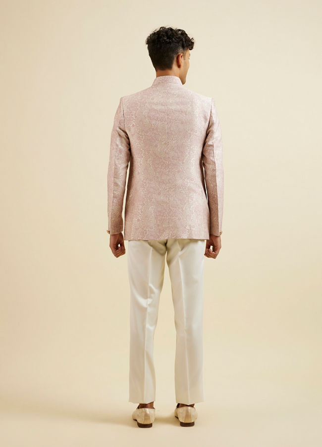 Manyavar Men Dusty Pink Floral Jaal Patterned Jodhpuri Set