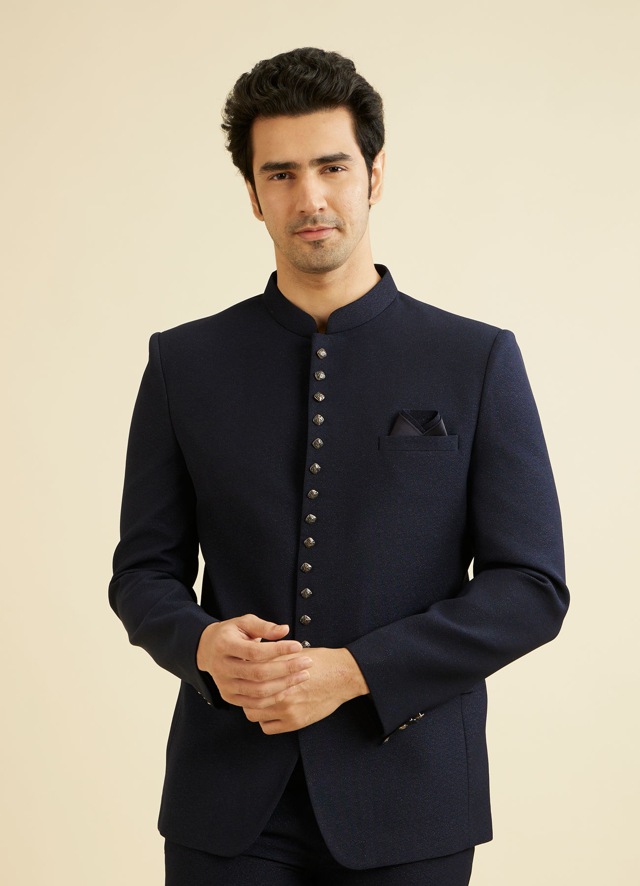 Manyavar Men Dark Blue Classic Jodhpuri Suit