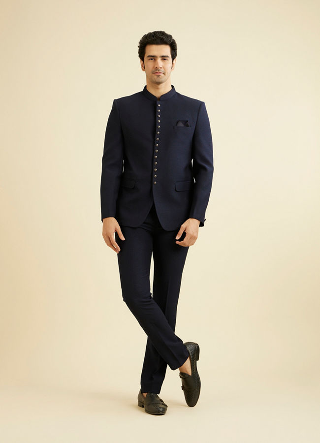 Manyavar Men Dark Blue Classic Jodhpuri Suit