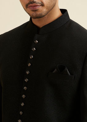 alt message - Manyavar Men Black Classic Jodhpuri Suit image number 1