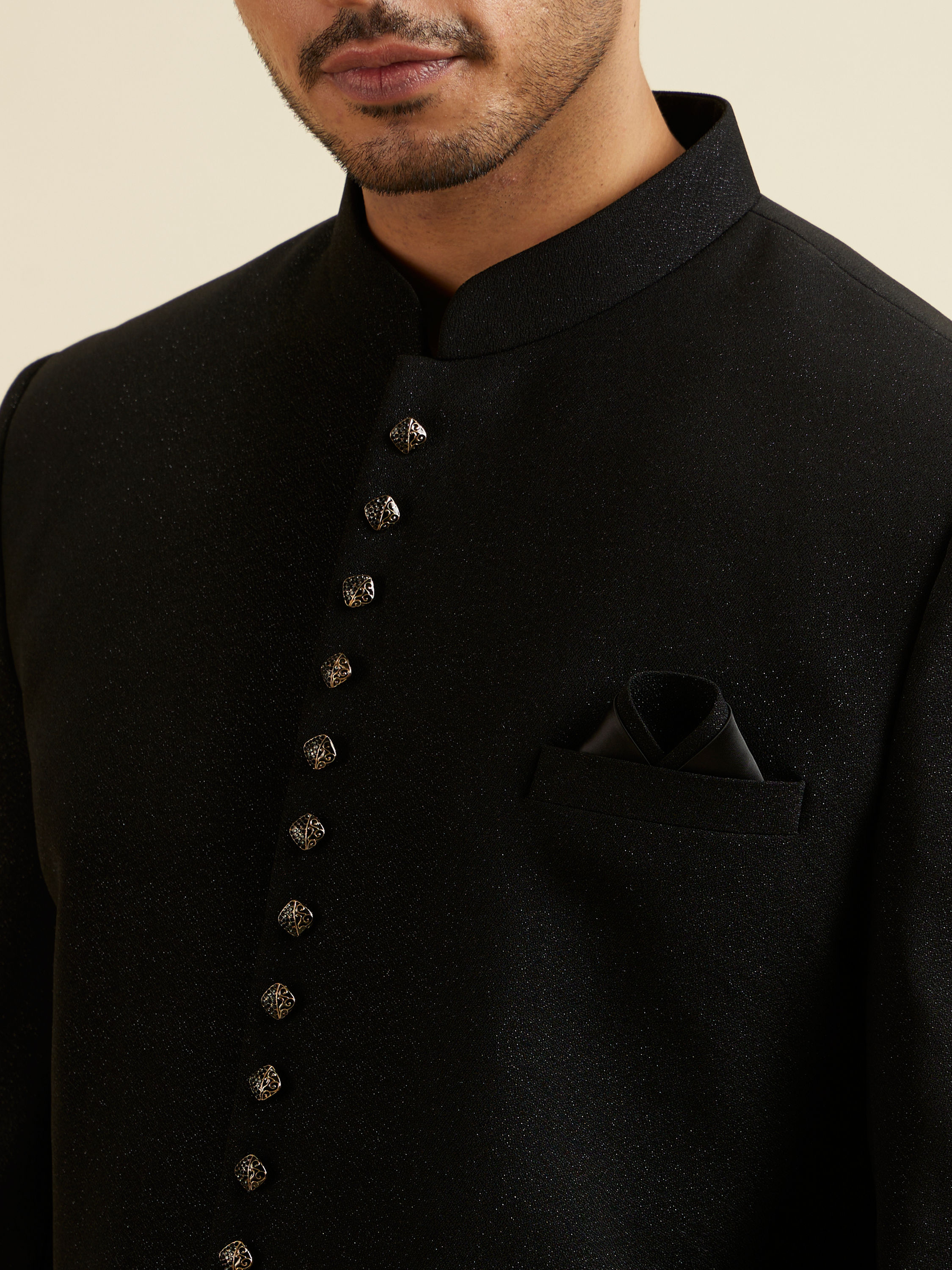 Manyavar Men Black Classic Jodhpuri Suit