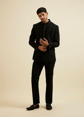 alt message - Manyavar Men Black Classic Jodhpuri Suit image number 2