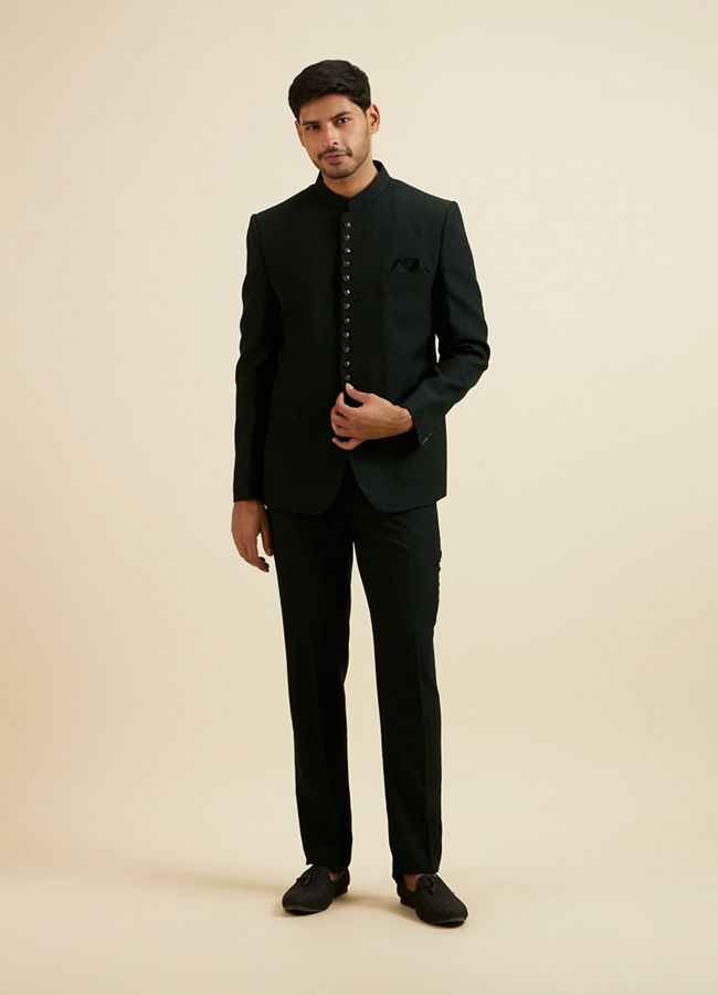 Manyavar Men Dark Green Classic Jodhpuri Suit