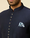 Manyavar Men Dapper Dark Blue Suit Set