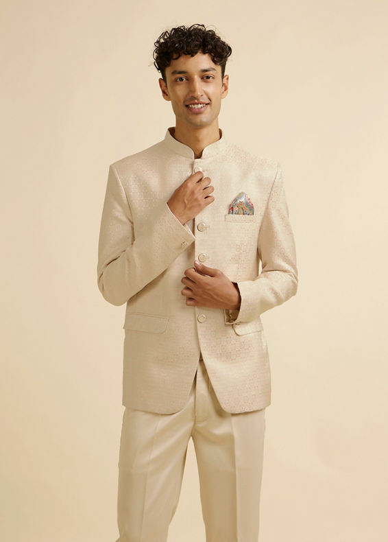 Manyavar Men Peachy Elegance Suit Set