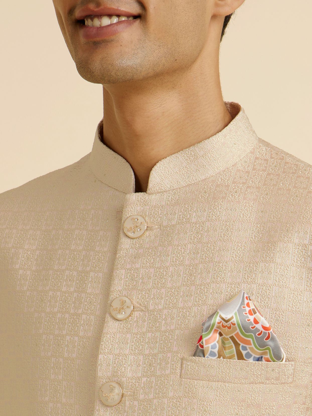 Manyavar Men Peachy Elegance Suit Set