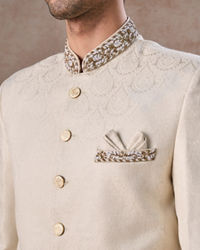 Manyavar Men Resplendent Cream Jodhpuri Suit