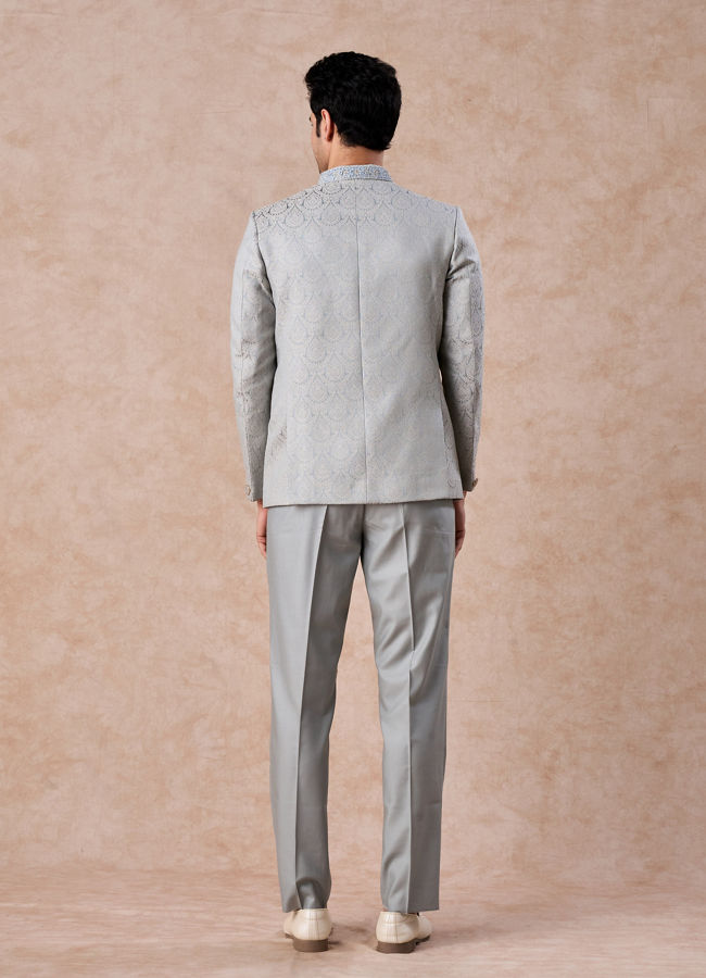 Manyavar Men Regal Light Blue Jodhpuri Suit