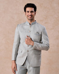 Manyavar Men Regal Light Blue Jodhpuri Suit