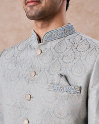 Manyavar Men Regal Light Blue Jodhpuri Suit