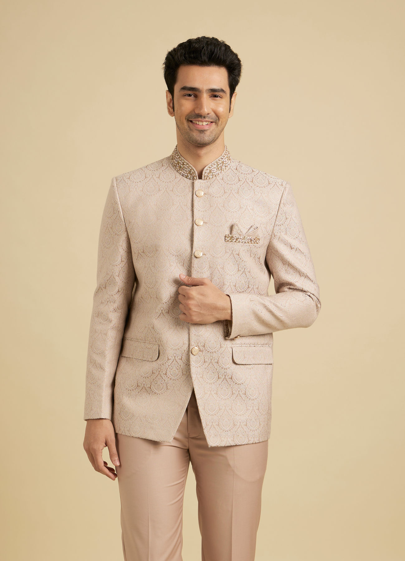 Manyavar Men Dusty Pink Elegance Suit Set