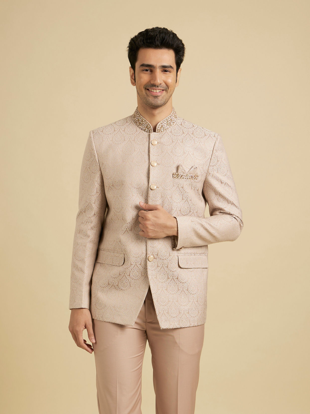 Manyavar Men Dusty Pink Elegance Suit Set