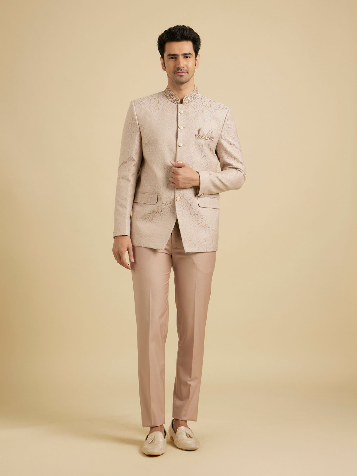 Manyavar Men Dusty Pink Elegance Suit Set