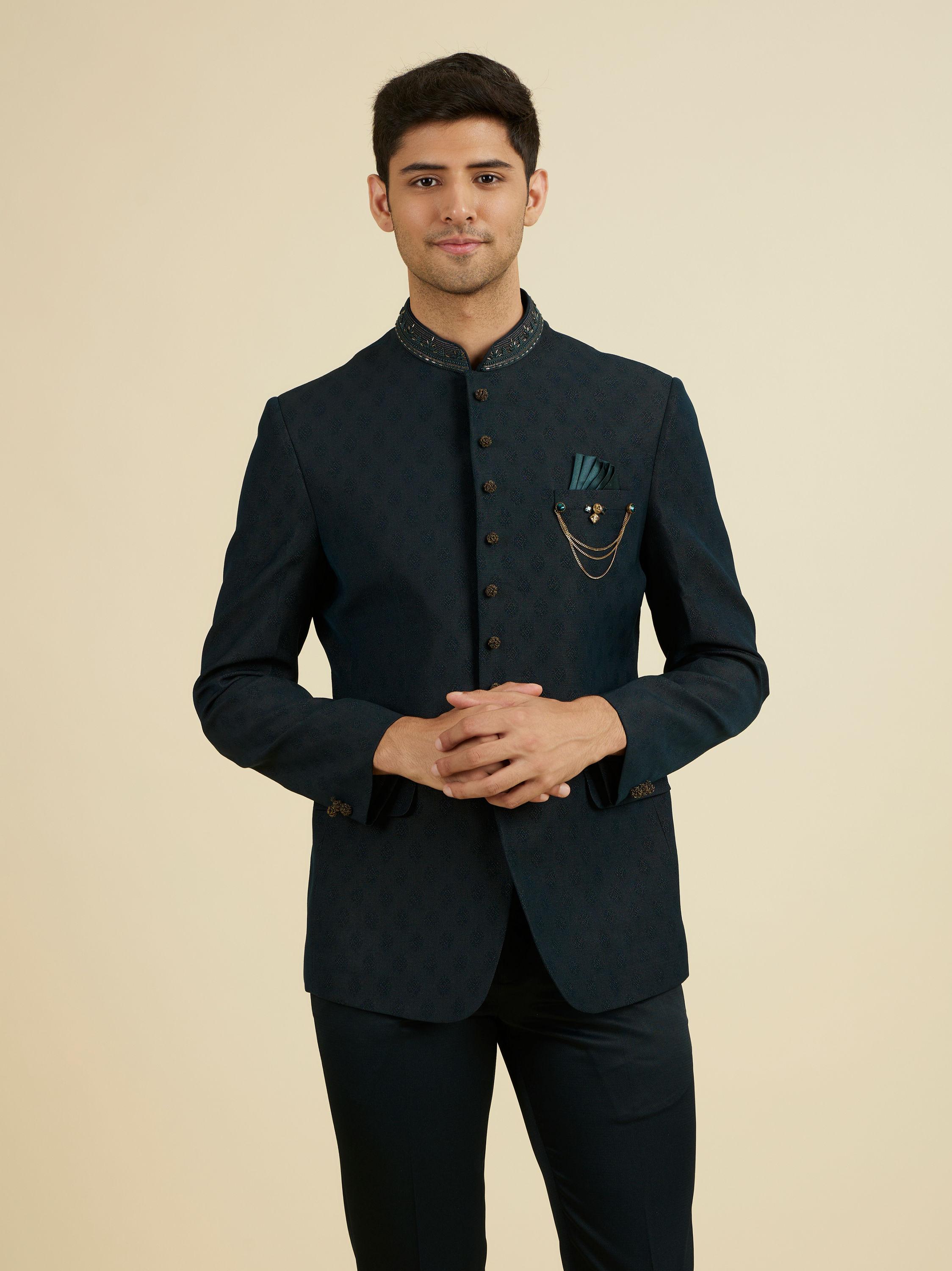 Manyavar Men Emerald Elegance Suit Set
