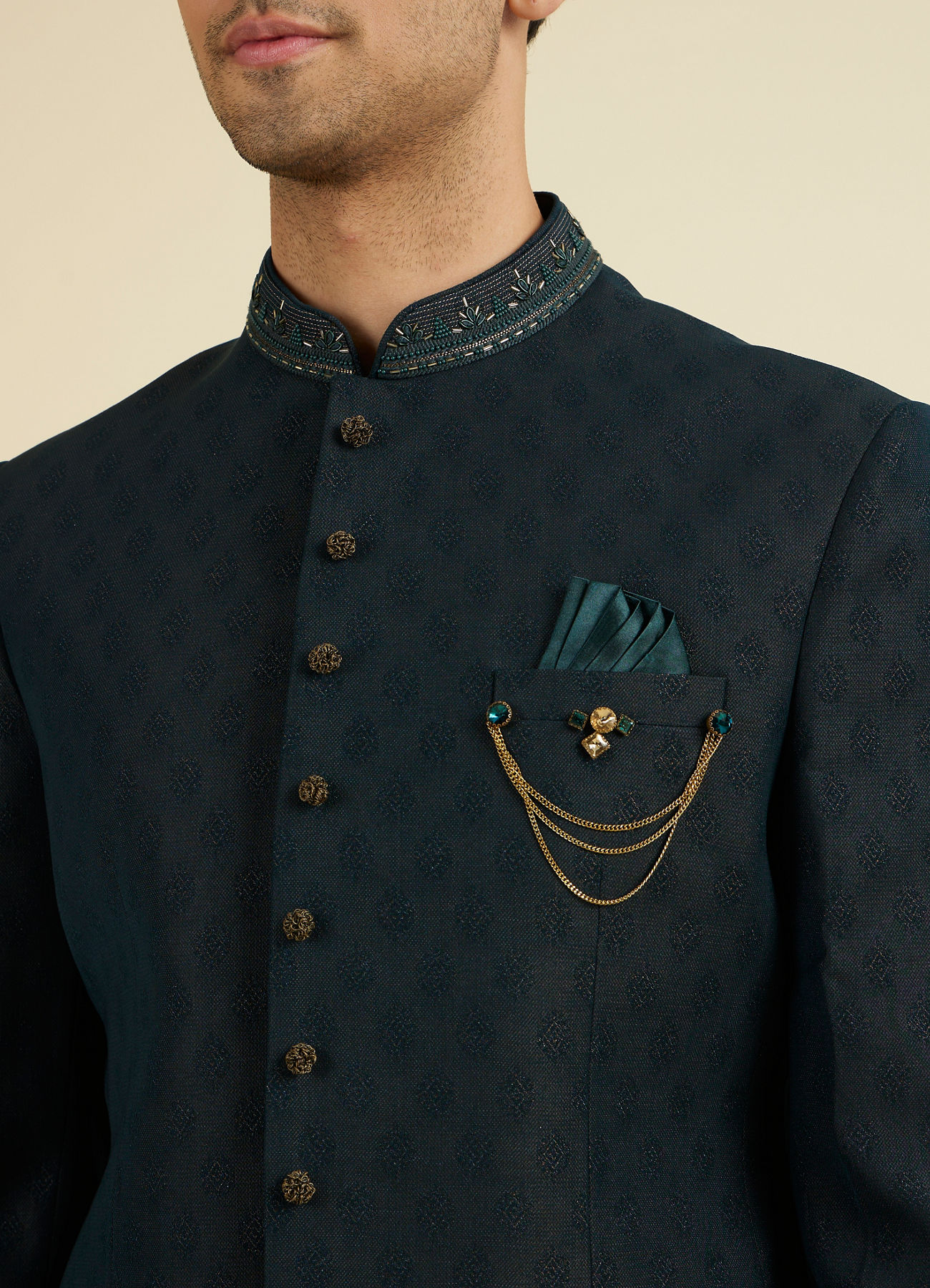 Manyavar Men Emerald Elegance Suit Set
