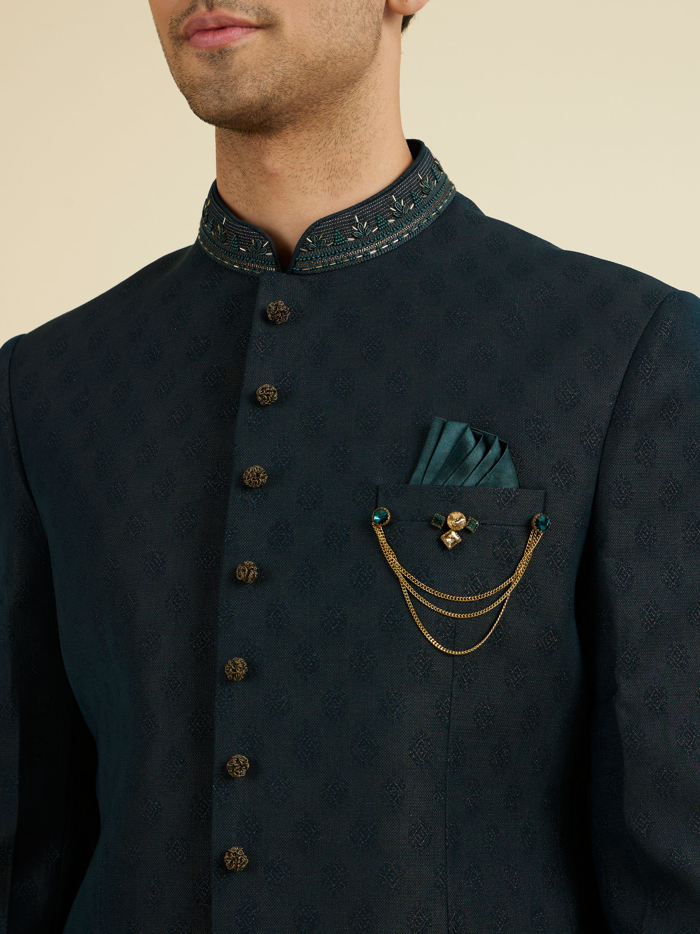 Manyavar Men Emerald Elegance Suit Set