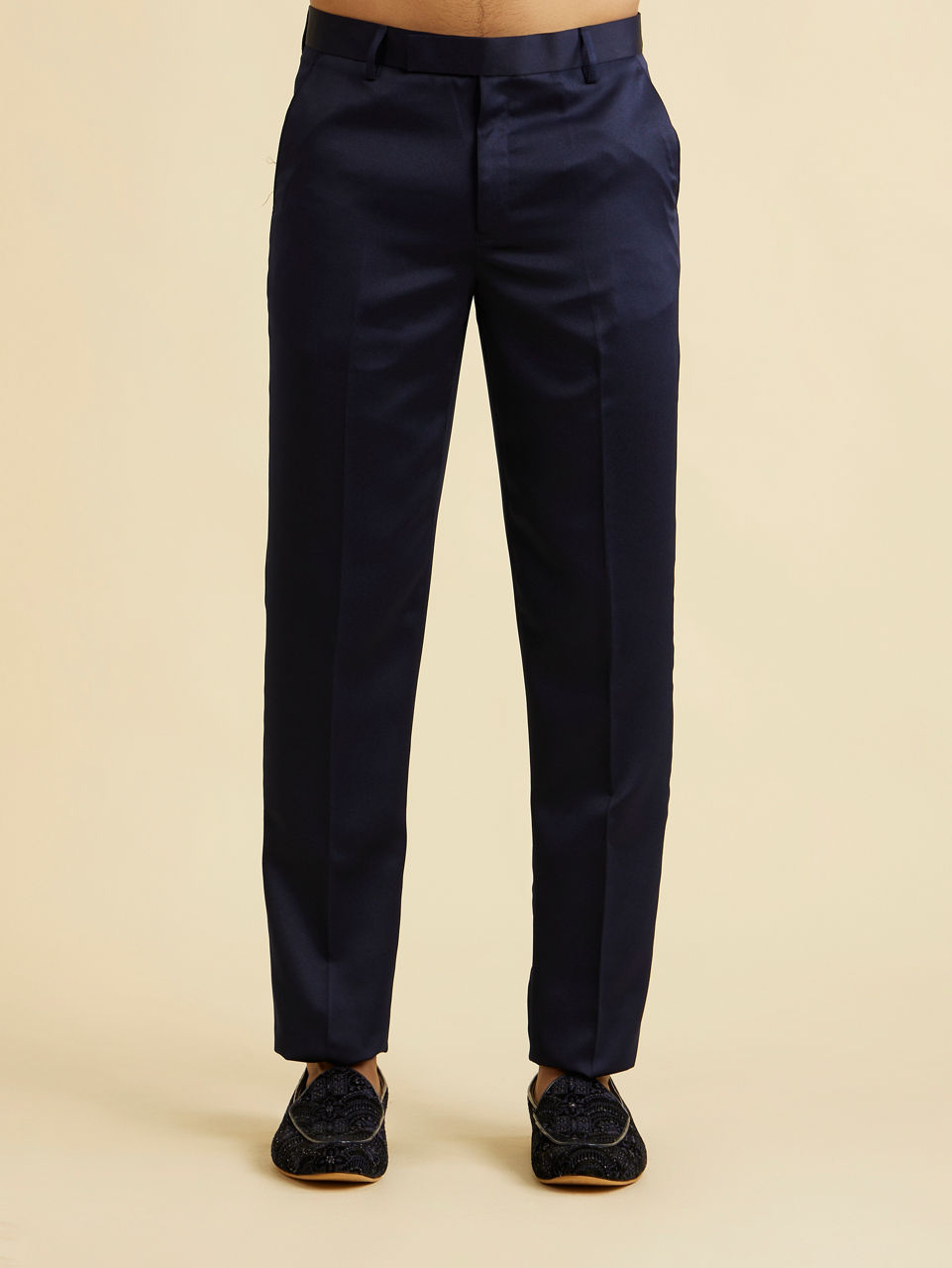 Manyavar Men Dark Blue Georgette Suit Set