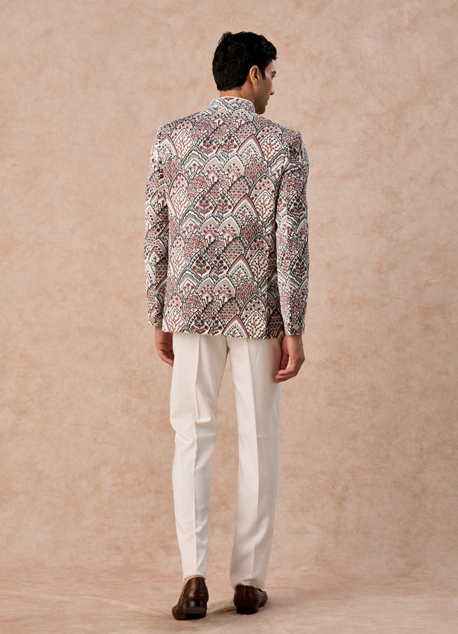 Manyavar Men Opulent Cream Velvet Jodhpuri Suit