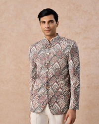 Manyavar Men Opulent Cream Velvet Jodhpuri Suit