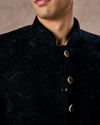 Manyavar Men Black Velvet Jodhpuri Suit